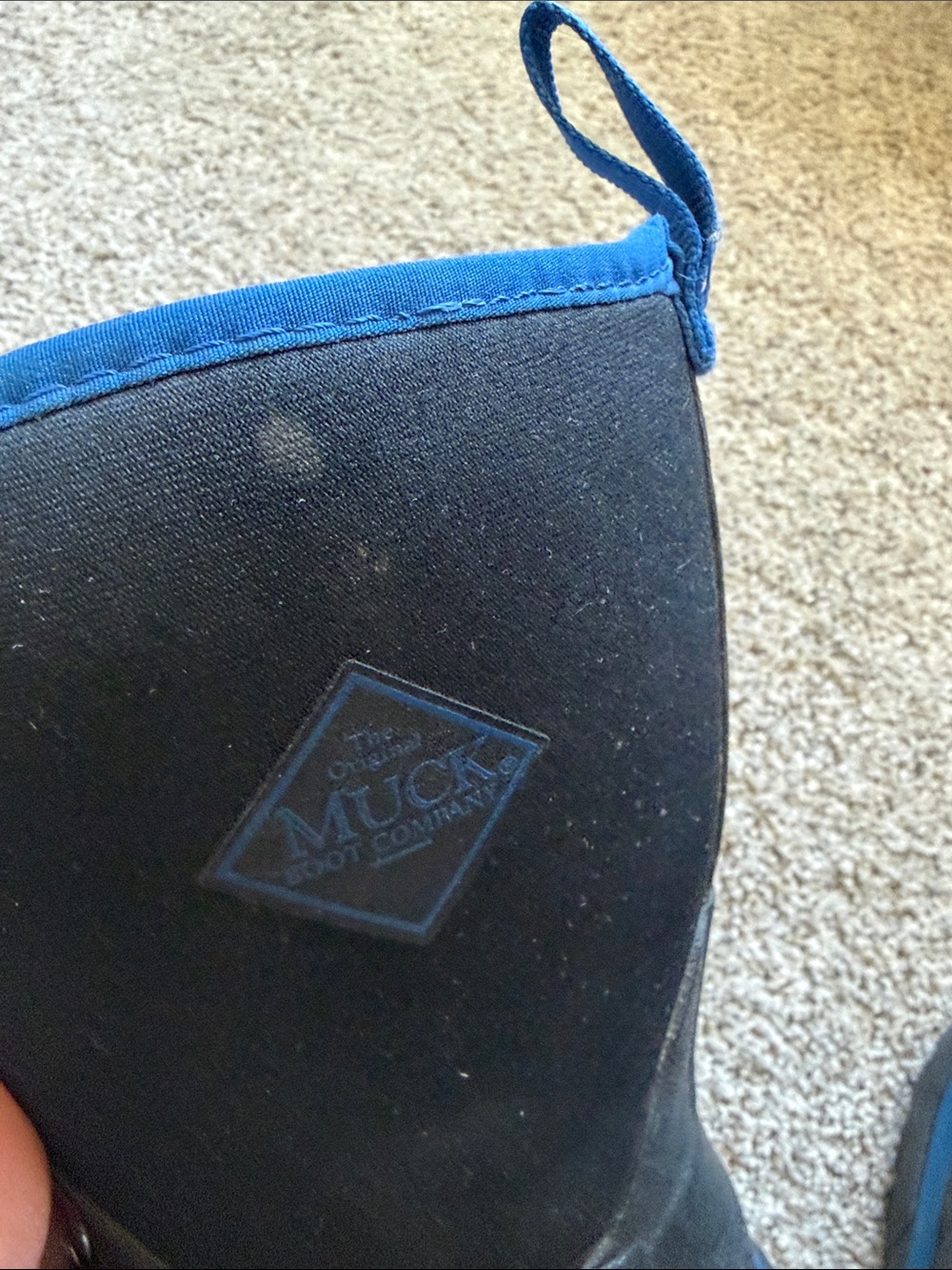 Muck Boot Kids Element Black Waterproof Pull-On Boots Blue Trim - Picture 8 of 10